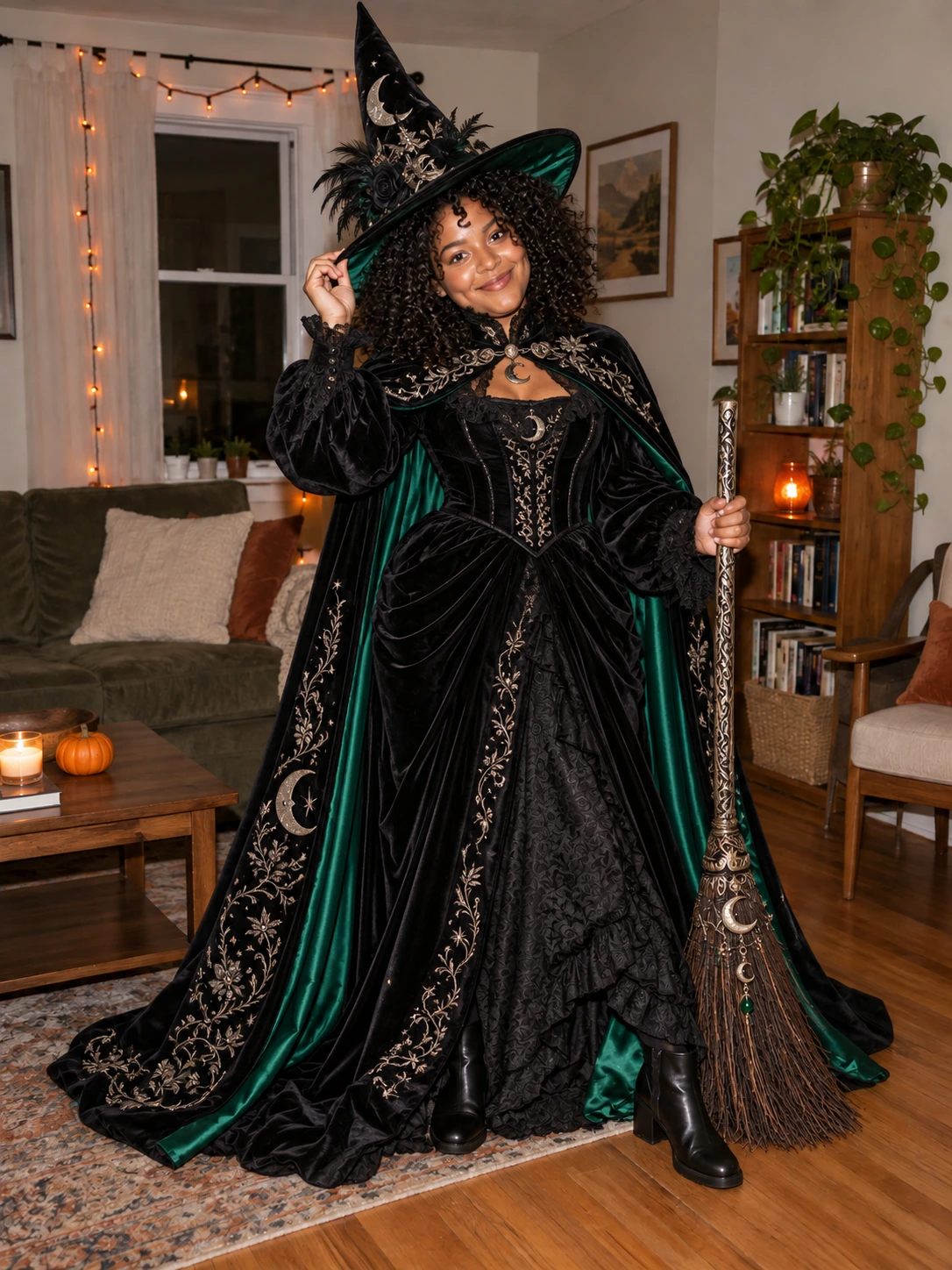 The emerald witch AI costume concept